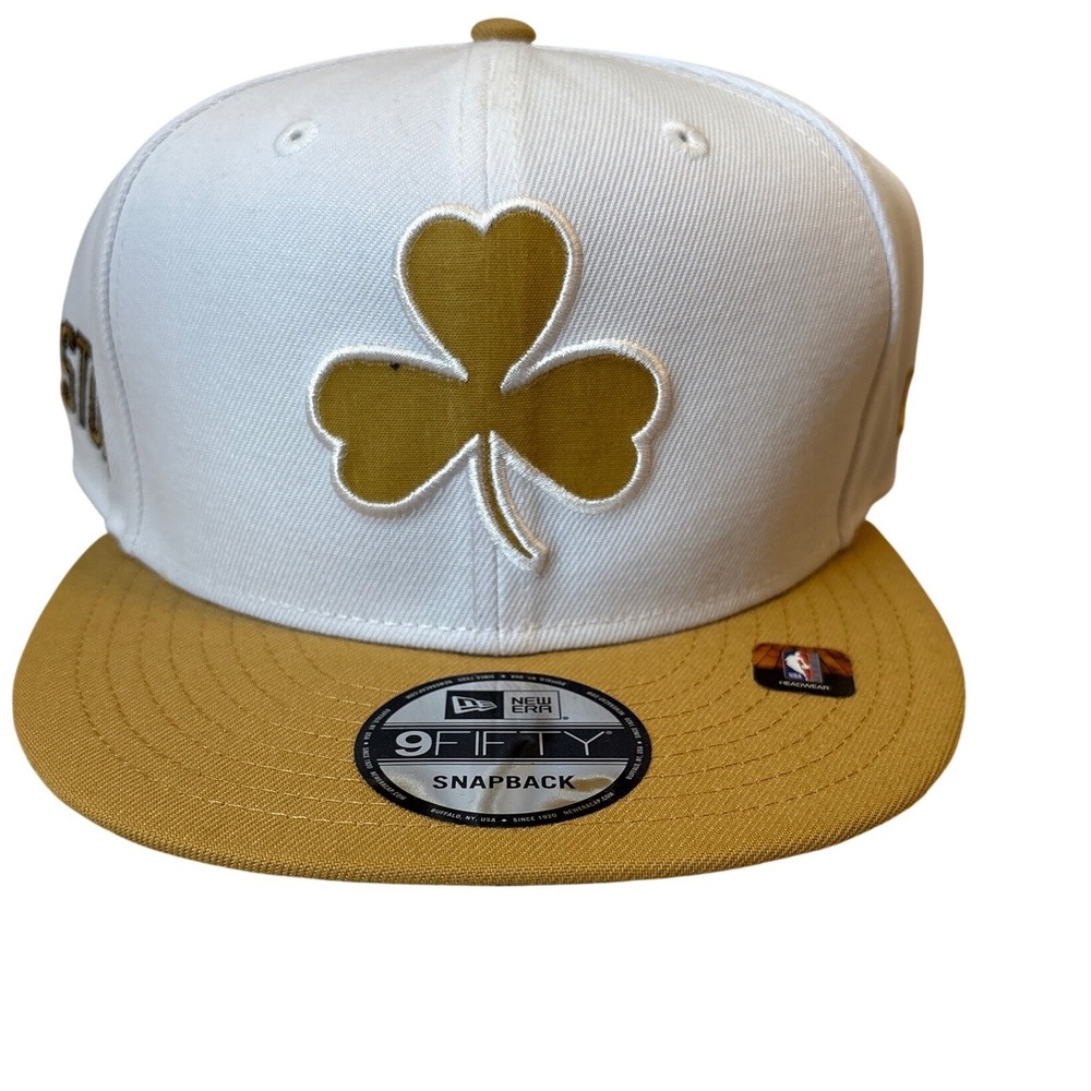 New Era Boston Celtics Hat Mens White Gold Shamrock 9FIFTY Snapback SIZE OSFM